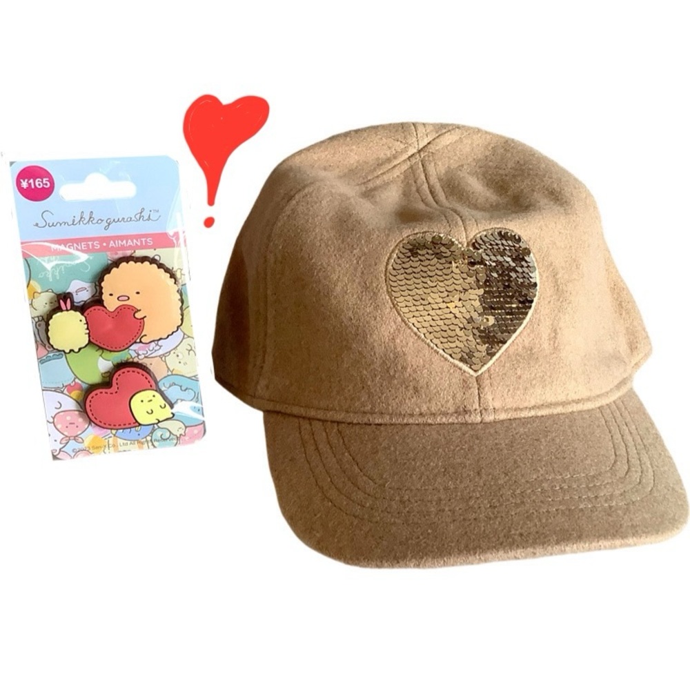 NWT GAP KIDS "HEART" BASEBALL HAT + SUMIKKO GURASHI "HEART" MAGNETS